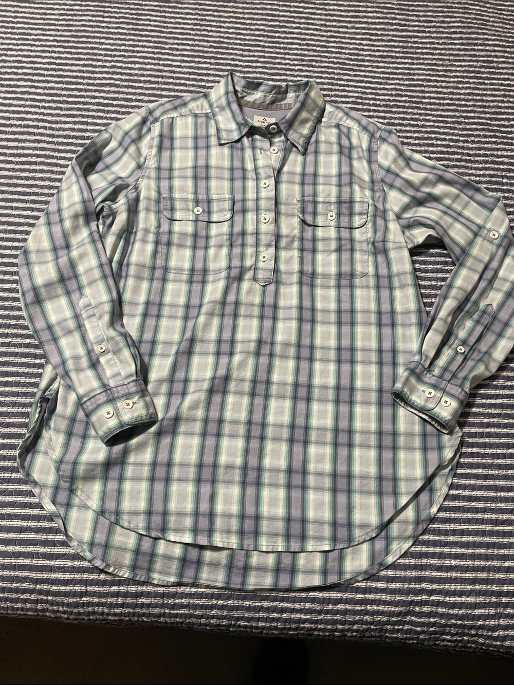 Ridgecut Toughwear work shirt gardeninng warm weather lavender blues plaid Large